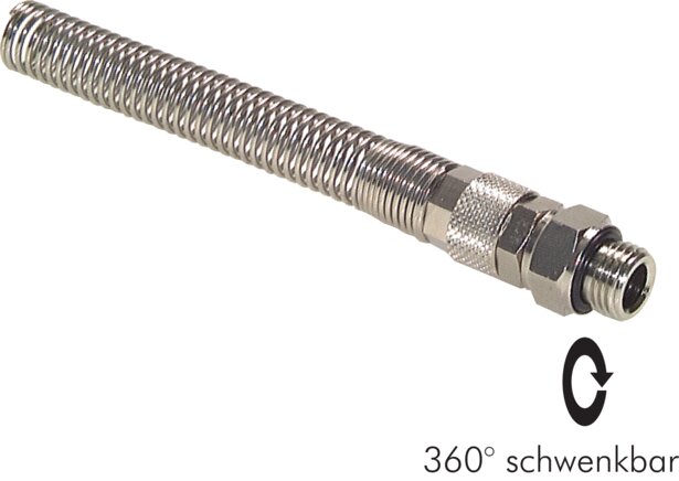 Exemplary representation: CK hose swivel joint with cylindrical thread and kink protection, nickel-plated brass