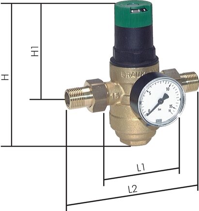 Exemplary representation: Filter pressure reducer for drinking water & nitrogen