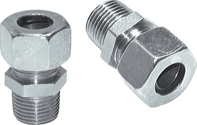 Exemplary representation: Straight screw-in fitting, R-thread, galvanised steel