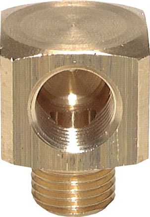 Exemplary representation: 90° screw-in angle with female & male thread, block shape, brass