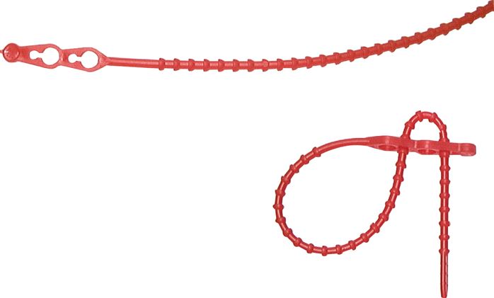 Exemplarische Darstellung: Lösbarer Kabelbinder / Sackverschluss, zwei Befestigungsaugen