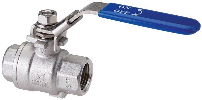 Exemplary representation: Stainless steel ball valve, 2-part, lightweight design, full bore, standard