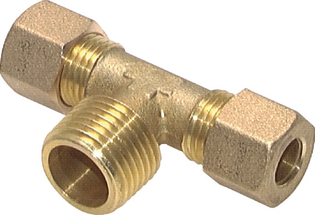 Exemplary representation: Screw-in T-screw-in fitting with conical male thread, brass