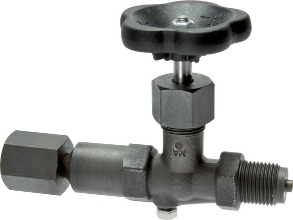 Exemplary representation: Pressure gauge shut-off valve Rotatable sleeve - journal with shaft for gauge holder (steel)