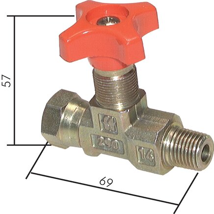 Exemplary representation: Pressure gauge shut-off valve