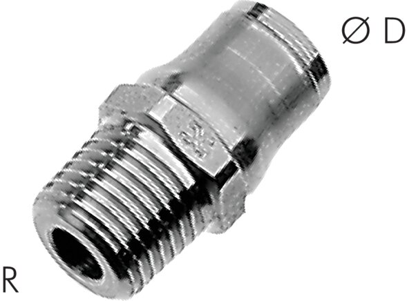 Exemplary representation: Straight screw-in connection with conical thread, stainless steel series