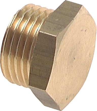 Exemplary representation: Closing plug with external hexagon, cylindrical thread, 16 bar brass