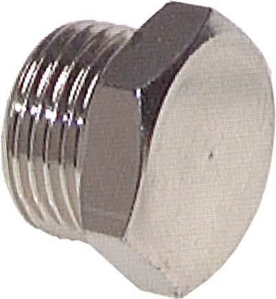 Exemplary representation: Closing plug with external hexagon, cylindrical thread, 16 bar MS nickel-plated