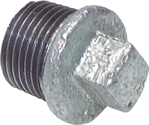 Exemplary representation: Closing plug with male thread with external square, conical thread, galvanised malleable cast iron, type 290/T9