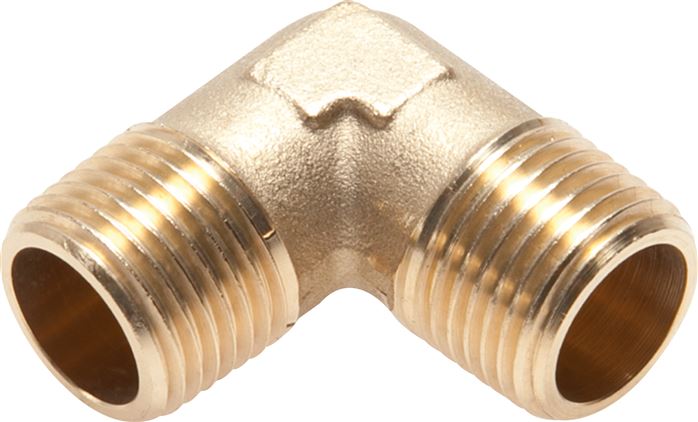 Exemplary representation: 90° angle with male thread, brass