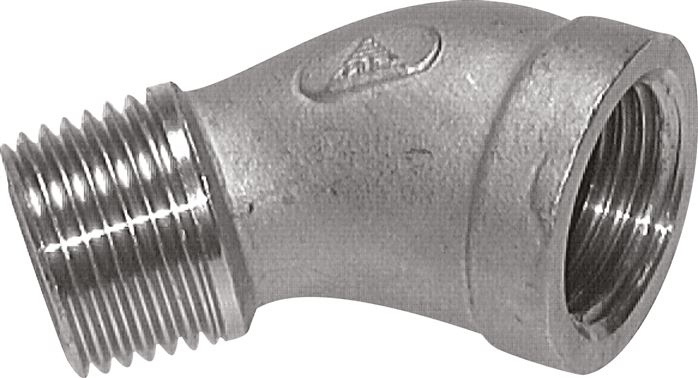 Exemplary representation: 45° screw-in angle with female & male thread, 1.4408
