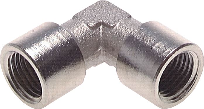 Exemplary representation: 90° angle with female thread (forged), nickel-plated brass
