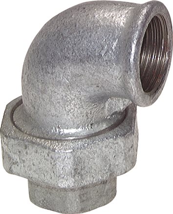 Exemplary representation: Elbow fitting with female thread, conical sealing, galvanised malleable cast iron