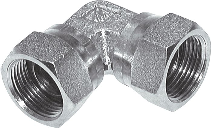 Exemplary representation: 90° elbow fitting with G-thread (60° universal sealing cone, female), galvanised steel